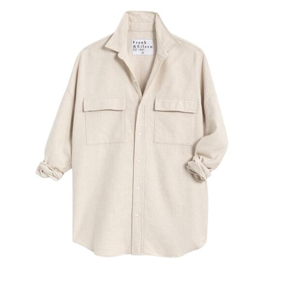 Frank & Eileen McLoghlin Utility Jacket In Natural Size XS Small Italian Brushed - Picture 3 of 12